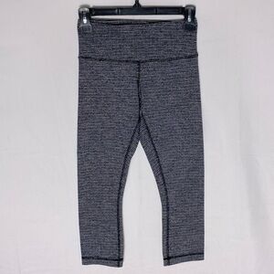 Lululemon Wunder Under Cropped Pant Coco Pique Black White Leggings Women’s 4